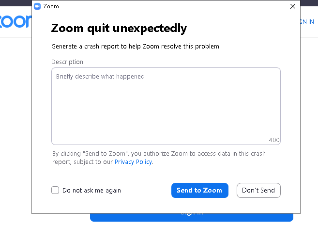 Zoom is Crashing Windows Laptop