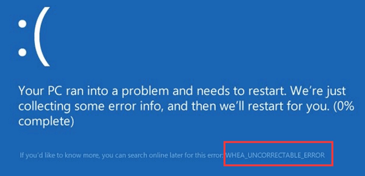WHEA Uncorrectable Error Windows 10